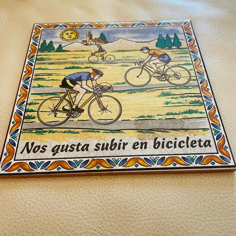 Decorative Ceramic Tile With Cycling Illustration 2