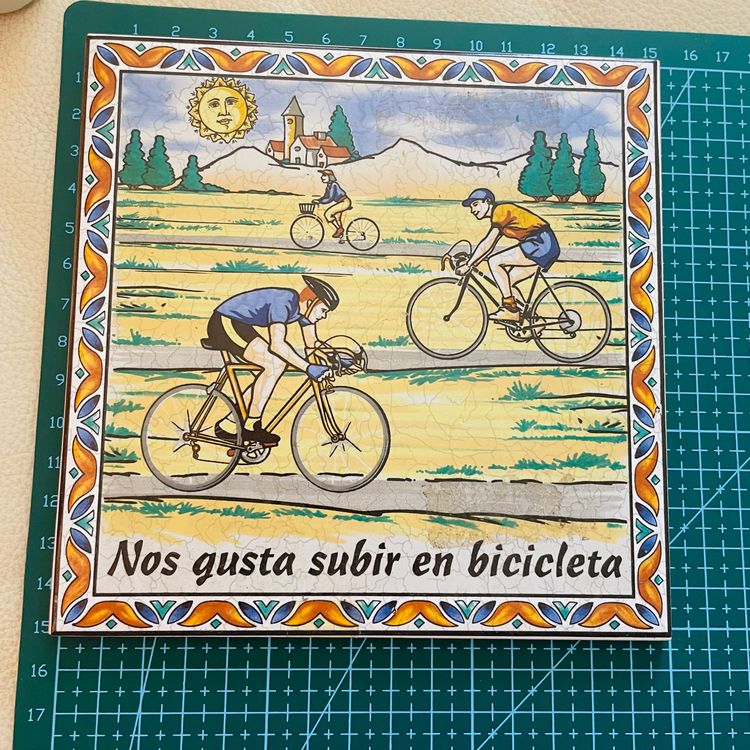 Decorative Ceramic Tile With Cycling Illustration 5