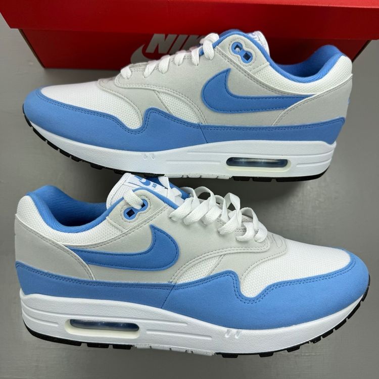 Nike Air Max 1 Size UK 10.5 University Blue White UNC Men's Trainers FD9082-103 image 1