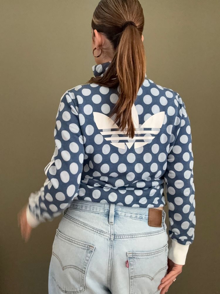 Blue Adidas Polka Dot Zip Jumper (S) 3