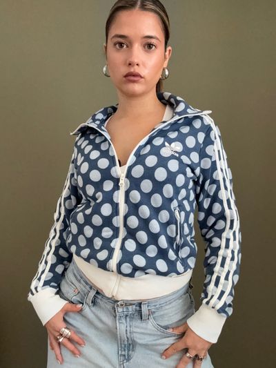 Blue Adidas Polka Dot Zip Jumper (S) 2