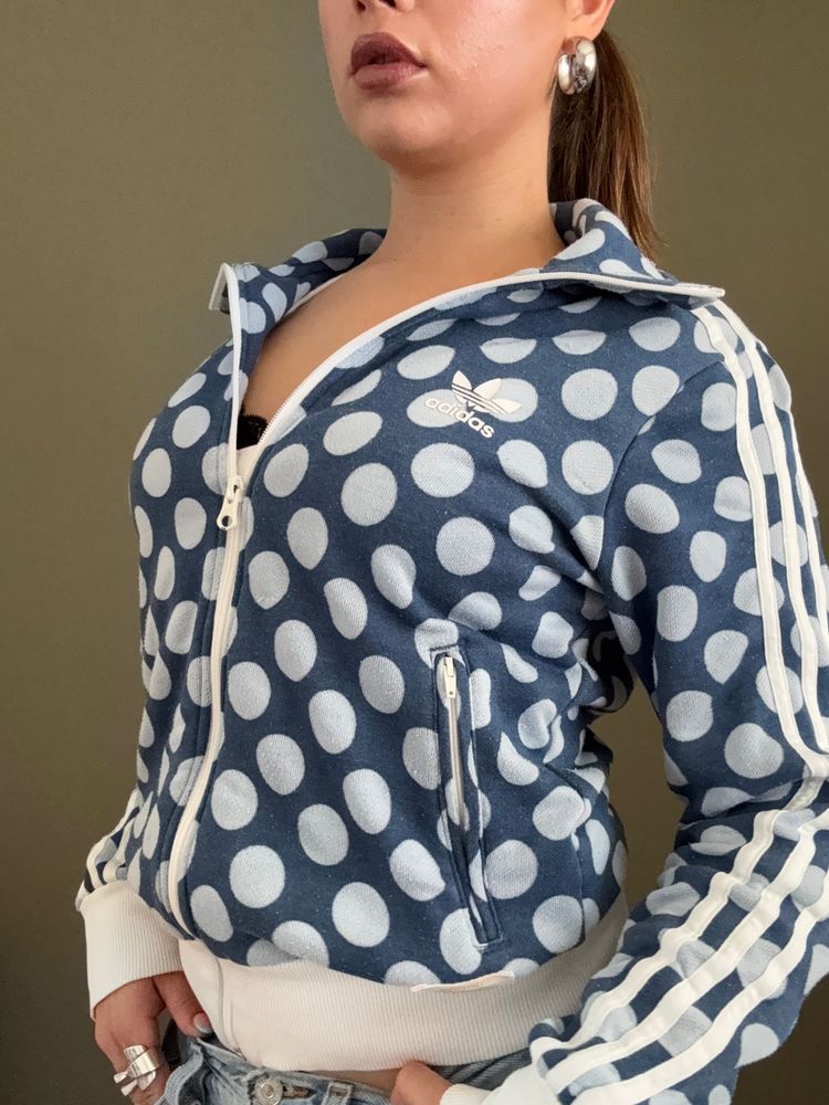 Blue Adidas Polka Dot Zip Jumper (S) 7