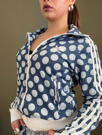 Blue Adidas Polka Dot Zip Jumper (S) 7