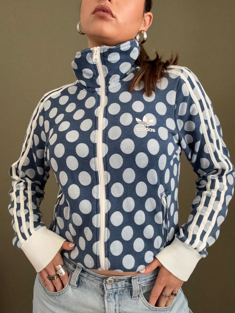 Blue Adidas Polka Dot Zip Jumper (S) 13