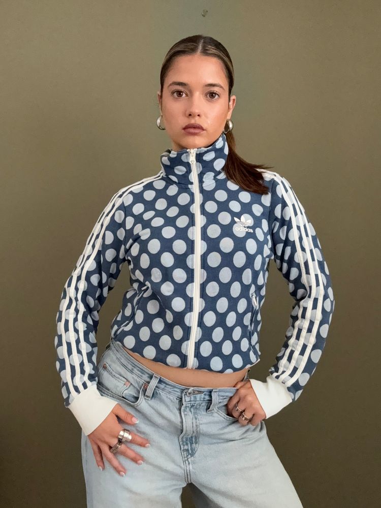 Blue Adidas Polka Dot Zip Jumper (S) 5