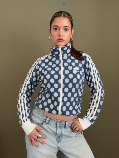 Blue Adidas Polka Dot Zip Jumper (S) 5