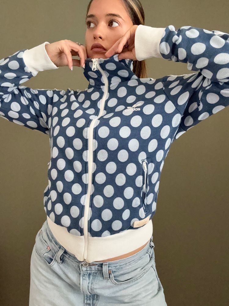 Blue Adidas Polka Dot Zip Jumper (S) 12