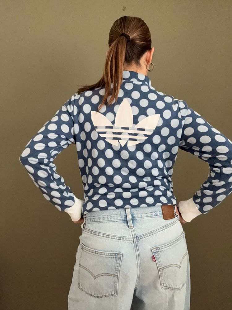 Blue Adidas Polka Dot Zip Jumper (S) 4