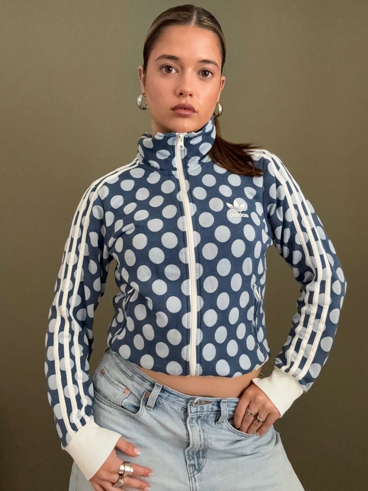 Blue Adidas Polka Dot Zip Jumper (S)