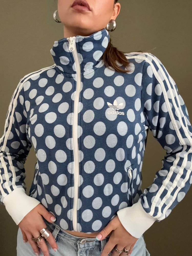 Blue Adidas Polka Dot Zip Jumper (S) 6