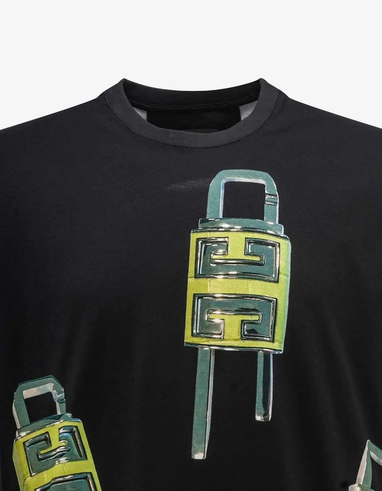 Givenchy Black 4G Padlock Print T-Shirt 5