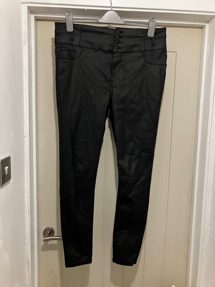 Black faux leather trousers 