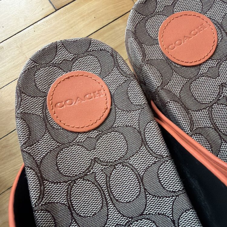 Coach Addison Tangerine Orange Leather Signature C Slide Sandals Uk7.5 BNIB image 2