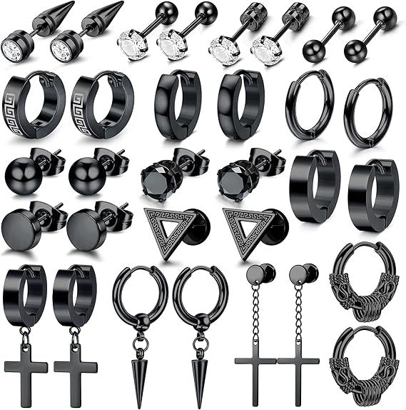 Set Black Stainless Steel Earrings Set product image