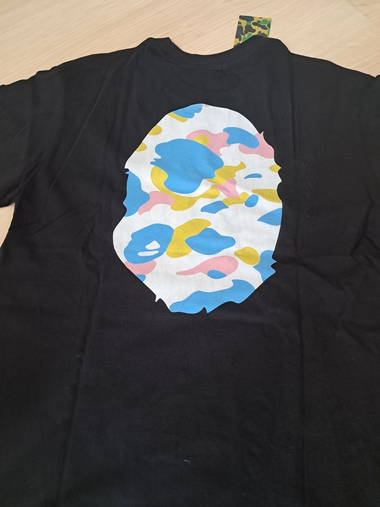 Bape Black T-Shirt With Colorful Camo Ape Head Print image 3