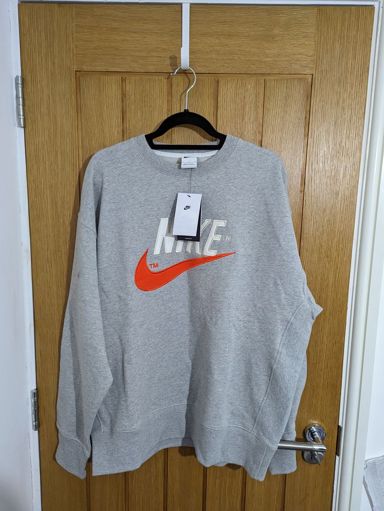 Nike Nike Mens Mock Neck Sweatshirt Crewneck Pullover Gray Swoosh DM5273 050 product image