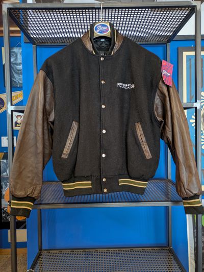 Black And Brown Varsity Jacket With Leather Sleeves