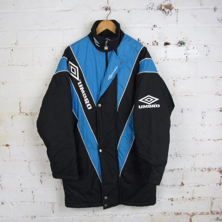 Umbro VINTAGE UMBRO BLACK AND BLUE LONG MANAGERS COAT WITH BIG GRAPHICS product image