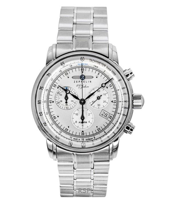Zeppelin 100 Jahre Chronograph Stainless Steel White Dial Quartz 7680MB1 Men's Watch image 1