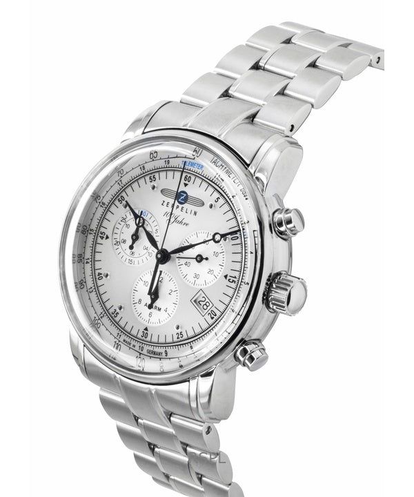 Zeppelin 100 Jahre Chronograph Stainless Steel White Dial Quartz 7680MB1 Men's Watch image 4