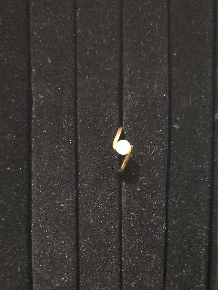 Gold Ring With Small Round White Stone