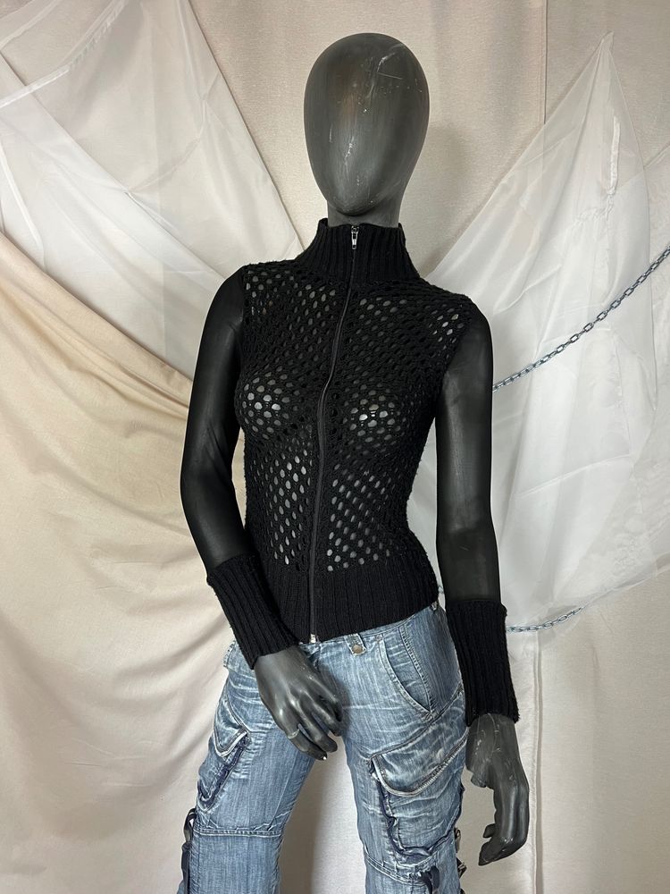 Black Mesh Zip-Up 