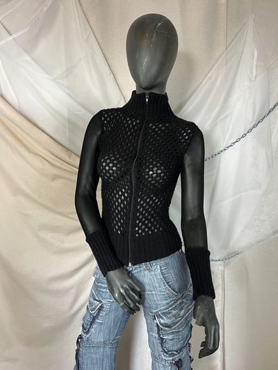 Black Mesh Zip-Up