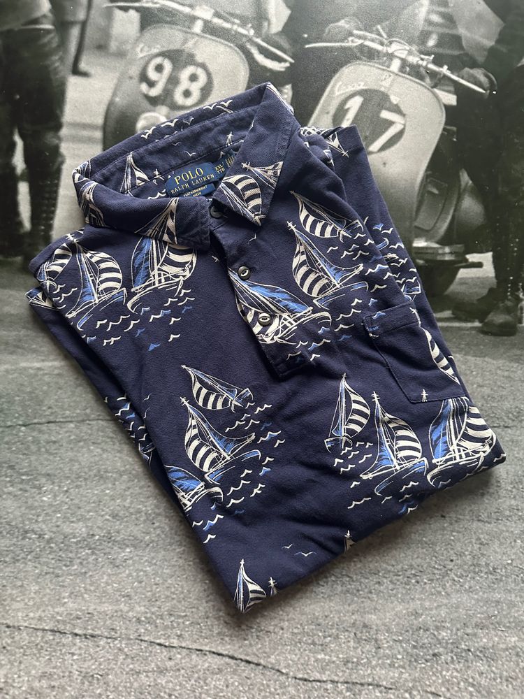 Polo Ralph Lauren navy blue shirt with sailboat print