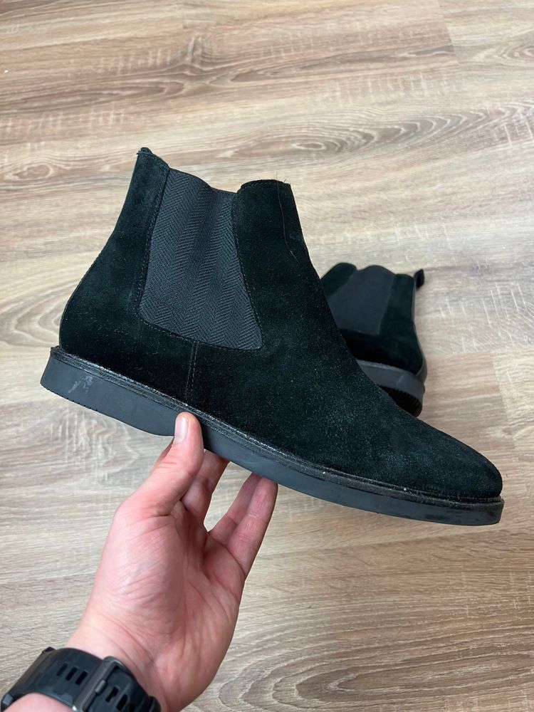 Black H By Hudson Suede Chelsea Boots UK10