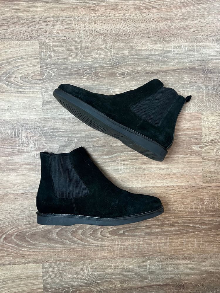 Black H By Hudson Suede Chelsea Boots UK10 3