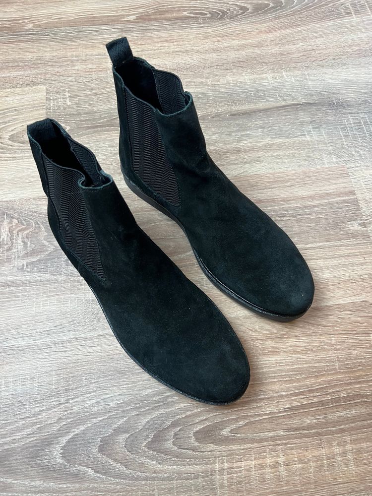 Black H By Hudson Suede Chelsea Boots UK10 2