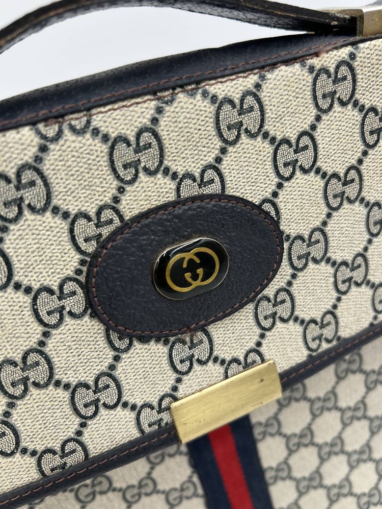 Vintage Gucci GG Monogram Web Stripe Briefcase obraz 2