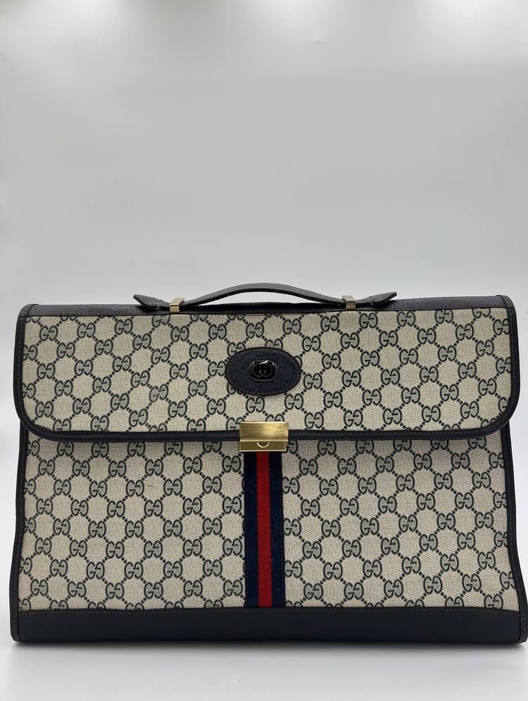 Vintage Gucci GG Monogram Web Stripe Briefcase obraz 6