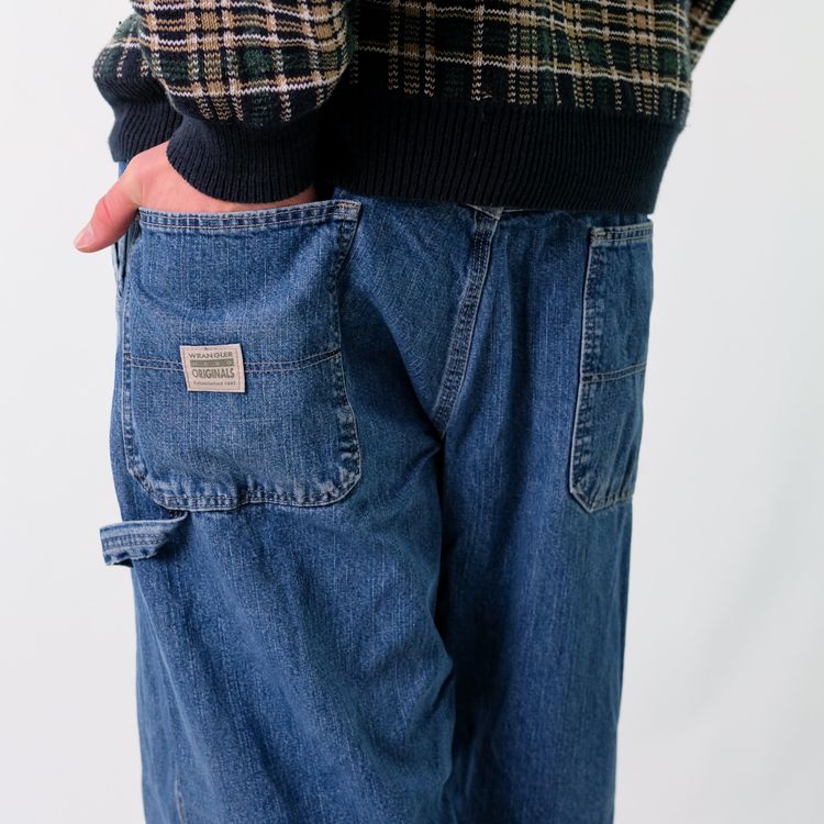 Blue y2ks Wrangler Denim Carpenter Baggy Jeans Pants (36x30) image 2