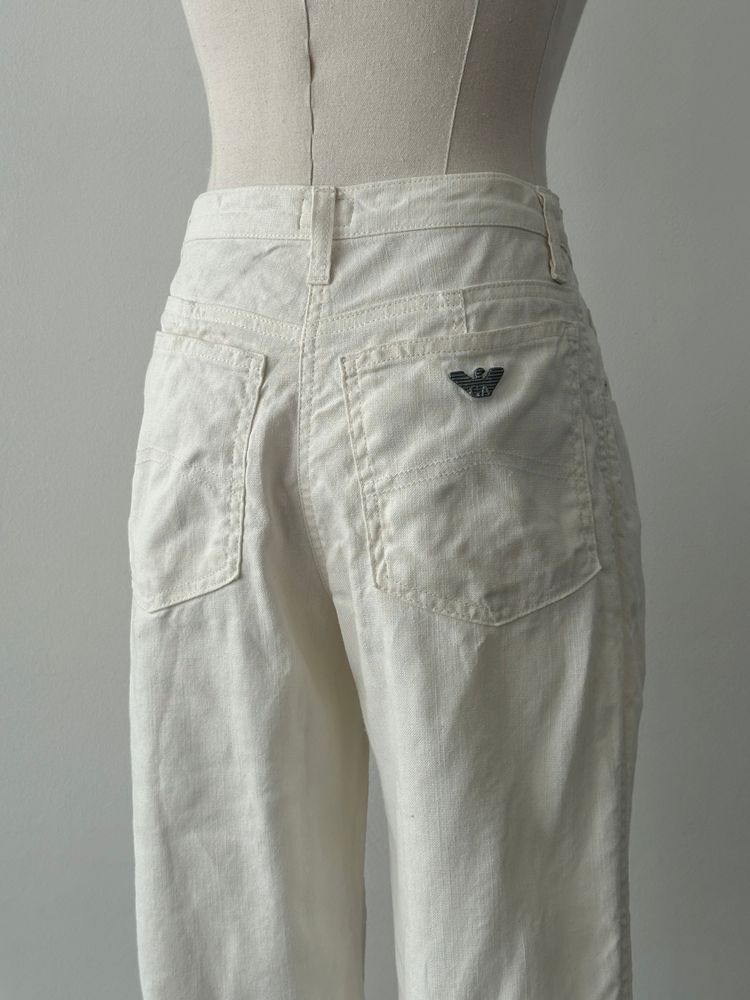 Armani Jeans 1990s Linen Slim Straight Leg Trousers - W26 6
