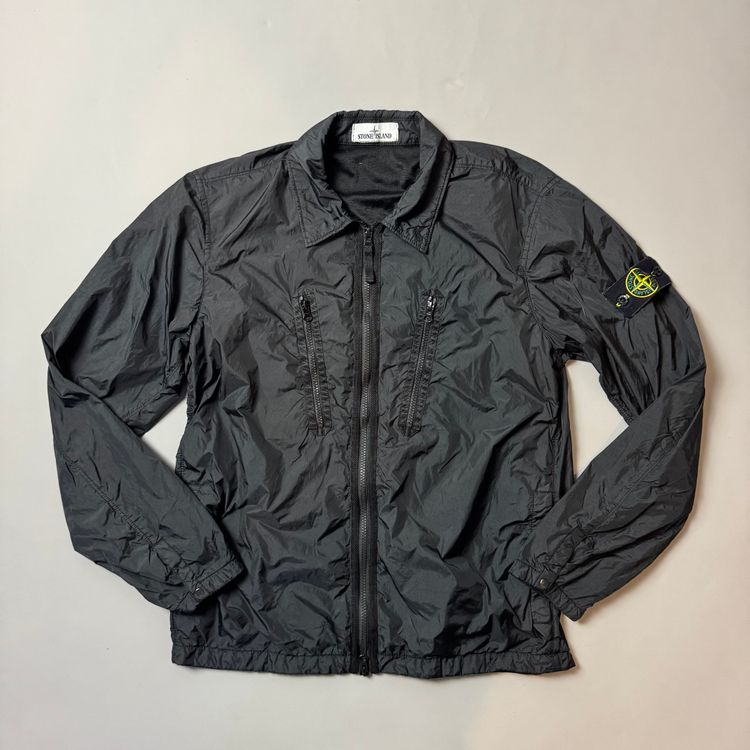 Stone Island Black Zip Pocket Nylon Overshirt - Medium