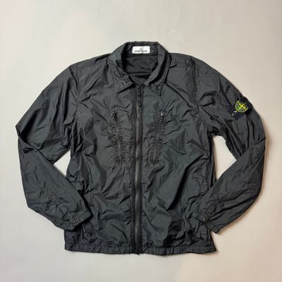 Stone Island Black Zip Pocket Nylon Overshirt - Medium
