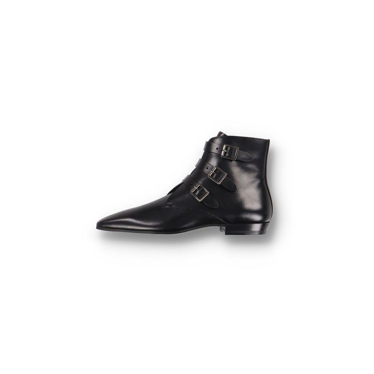 Saint Laurent Paris Black Stan 15 Buckled Leather Boots image 1