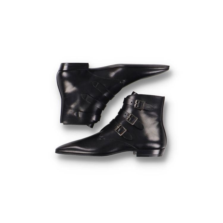 Saint Laurent Paris Black Stan 15 Buckled Leather Boots imagen 5