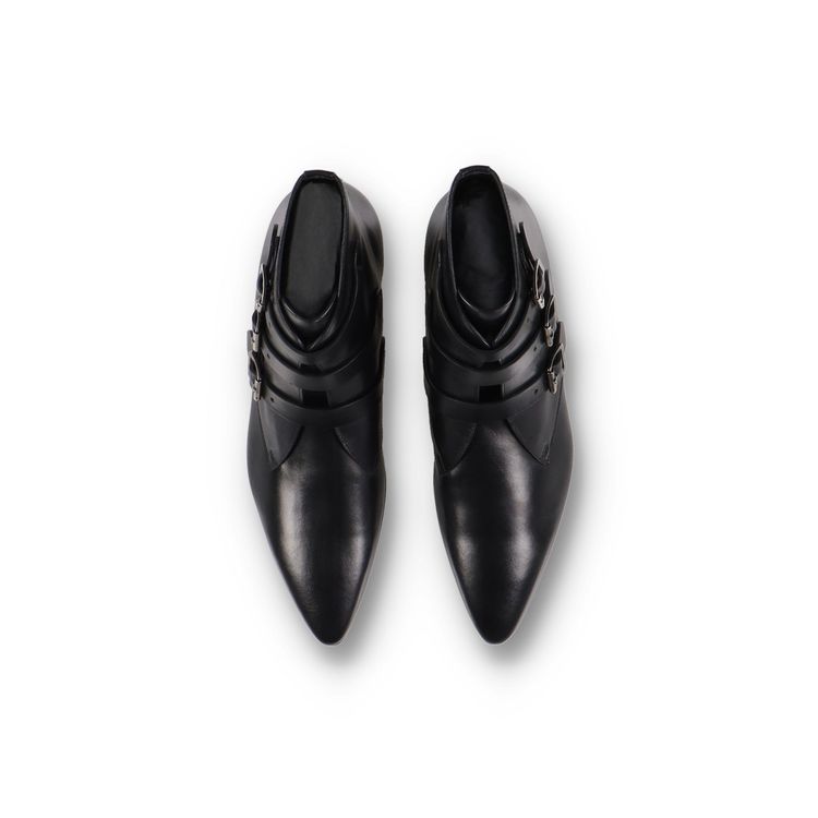 Saint Laurent Paris Black Stan 15 Buckled Leather Boots imagen 8