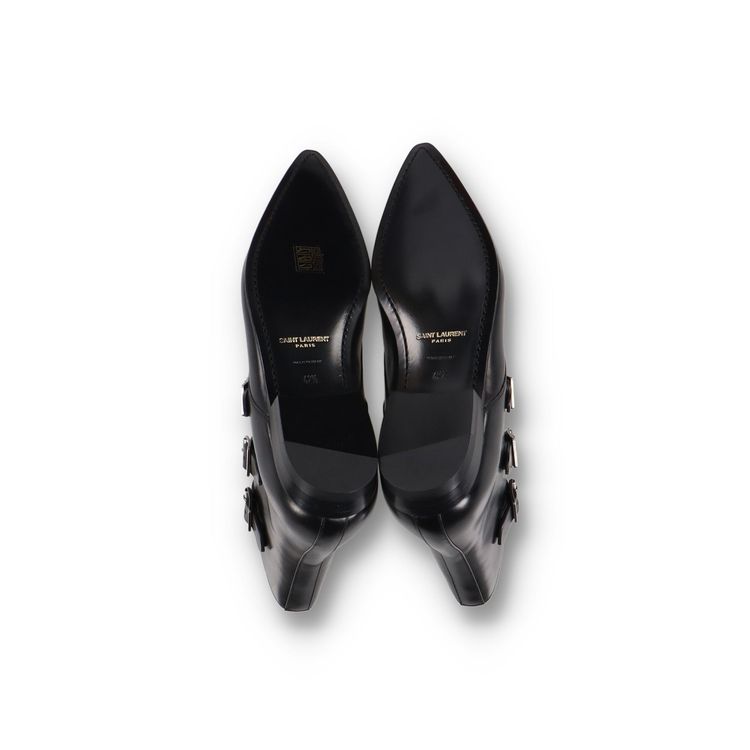 Saint Laurent Paris Black Stan 15 Buckled Leather Boots imagen 6