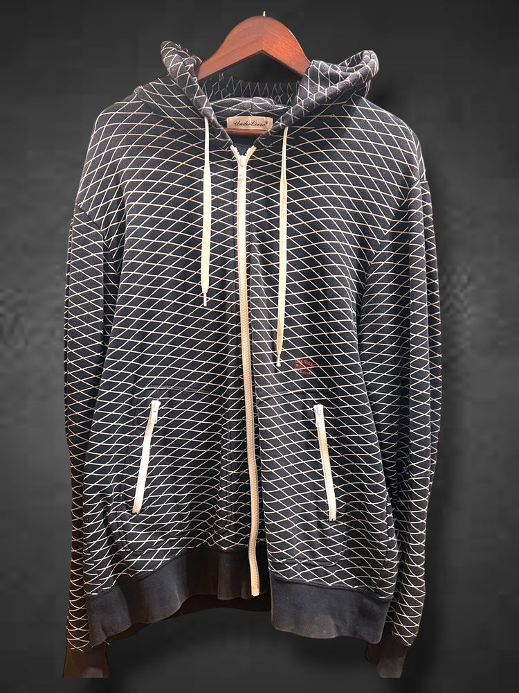 Other Black Zip-Up Hoodie With White Geometric Pattern product image
