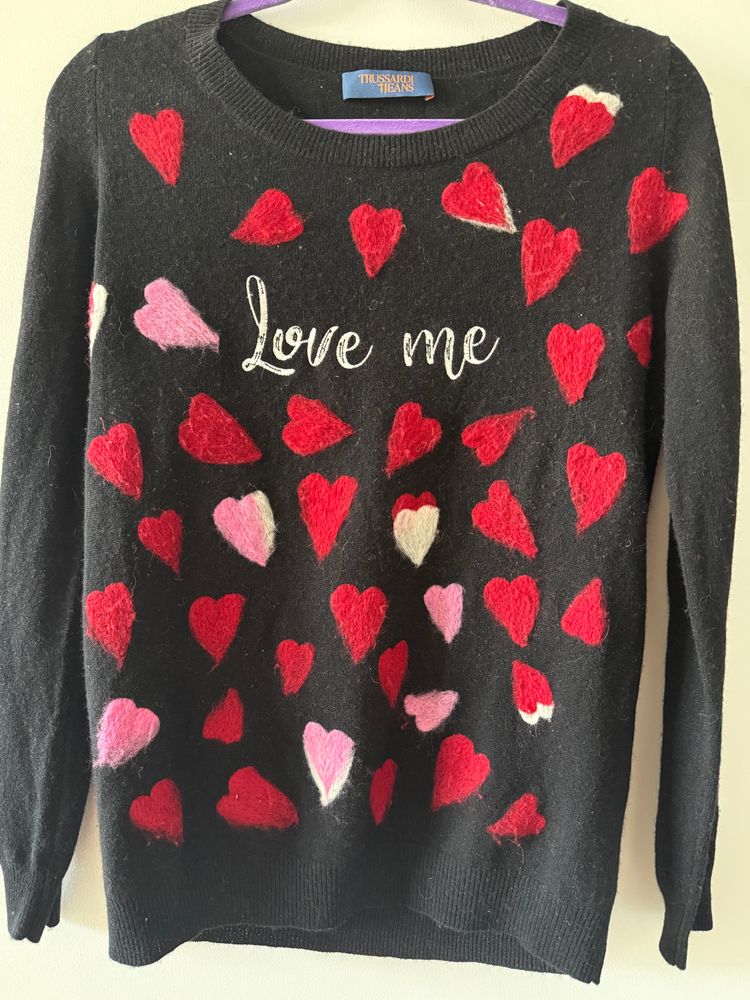 Trussardi Trussardi Jeans Black Sweater With Hearts And Love Me Text S  product image