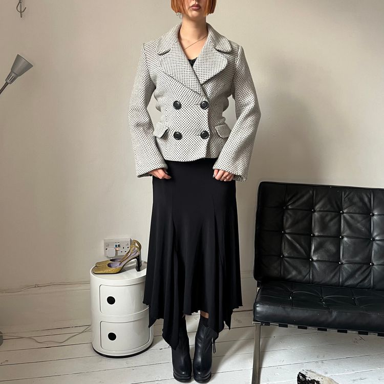 Black And White wool polka dot Blazer