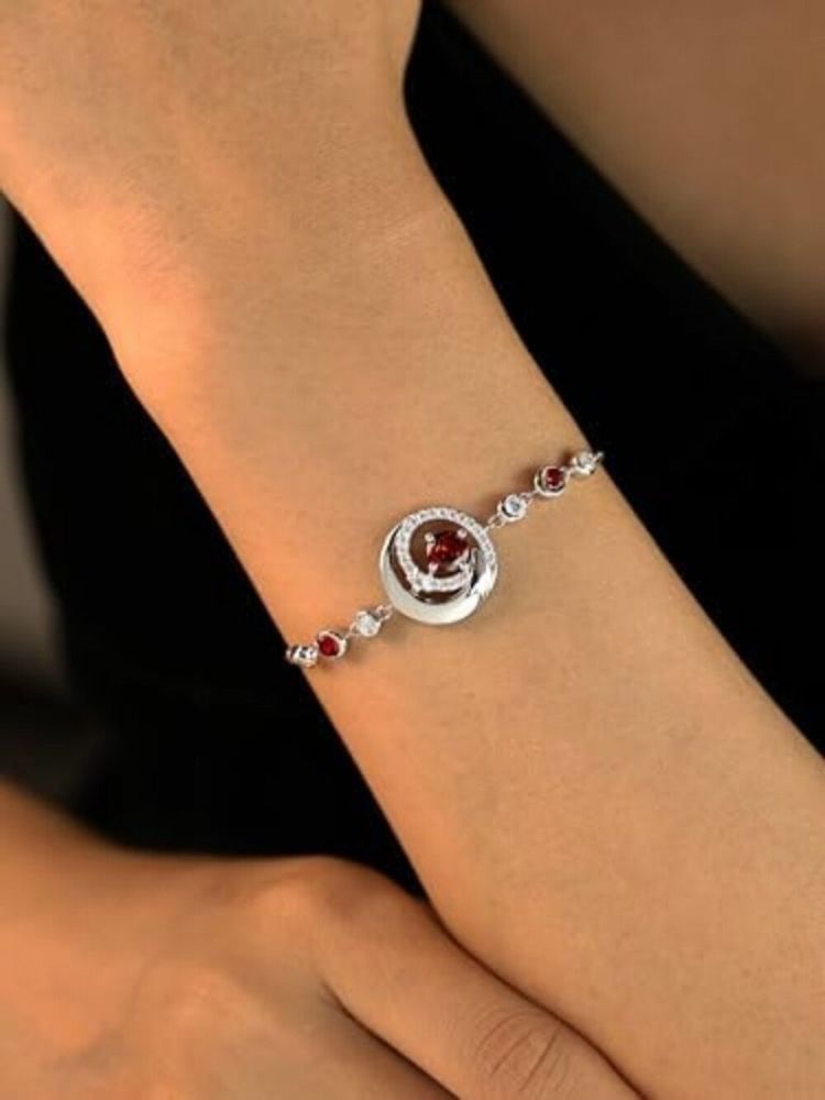Silver Bracelet With Red Stones imagen 1