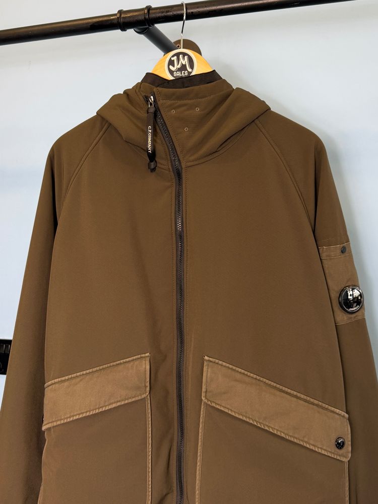 Large C.P. Company Khaki Green Shaggy Fleece Lined Soft Shell Jacket image 4