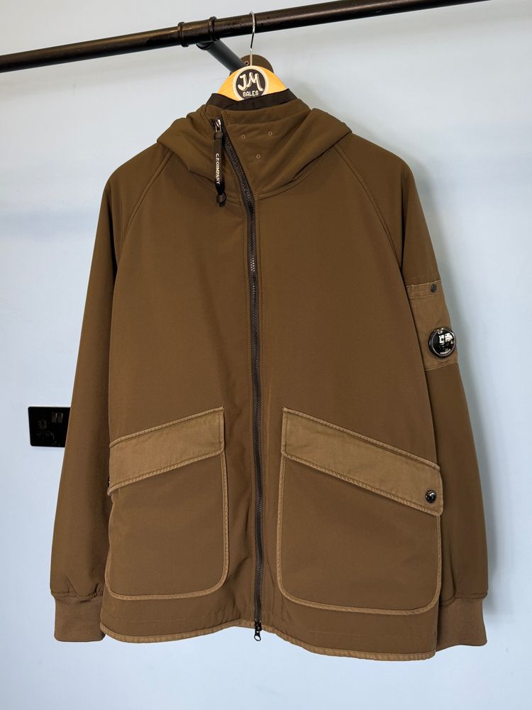 Large C.P. Company Khaki Green Shaggy Fleece Lined Soft Shell Jacket image 1