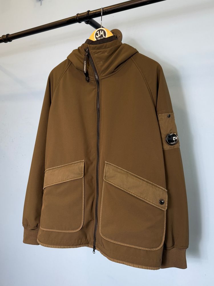 Large C.P. Company Khaki Green Shaggy Fleece Lined Soft Shell Jacket image 3