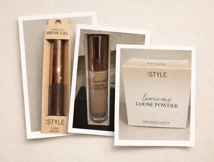 Style Brow Gel, Liquid Foundation, Loose Powder
