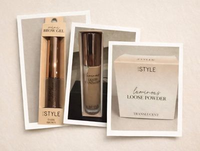 Style Brow Gel, Liquid Foundation, Loose Powder